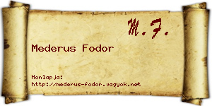 Mederus Fodor névjegykártya